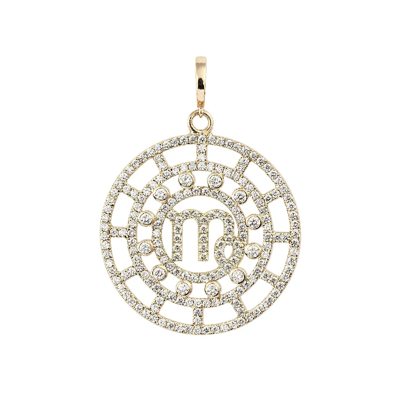 Ladies pearl strand necklaces -Zodiac Pavé Virgo 18K Gold or Whitegold Pendant w. Diamonds