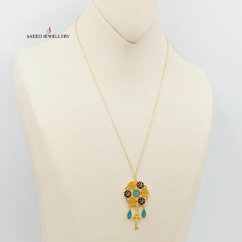 Ladies topaz necklaces -Enameled Islamic Necklace