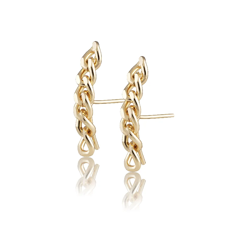 Delicate diamond hoop earrings for women -Leila Cuban Link Earrings