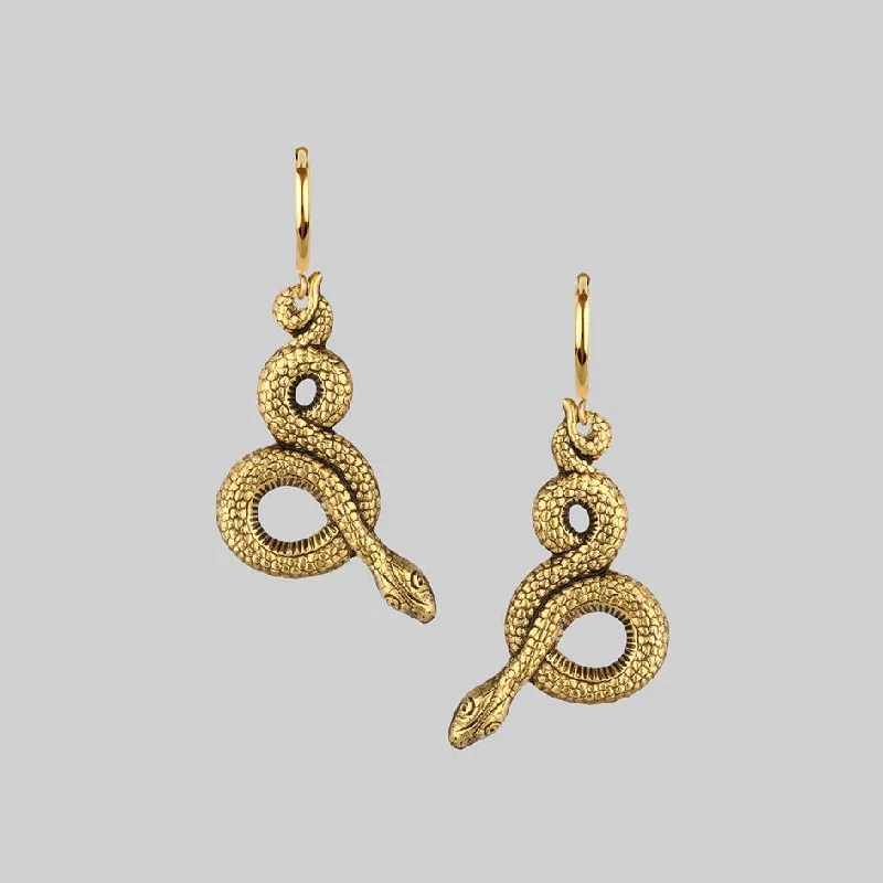 Classic silver chandelier earrings for ladies -MOIRA. Snake Wrap Hoop Earrings - Gold