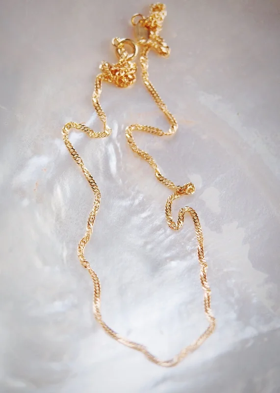 Delicate heart necklaces for ladies -Gold Filled Singapore Chain Necklace - Luana