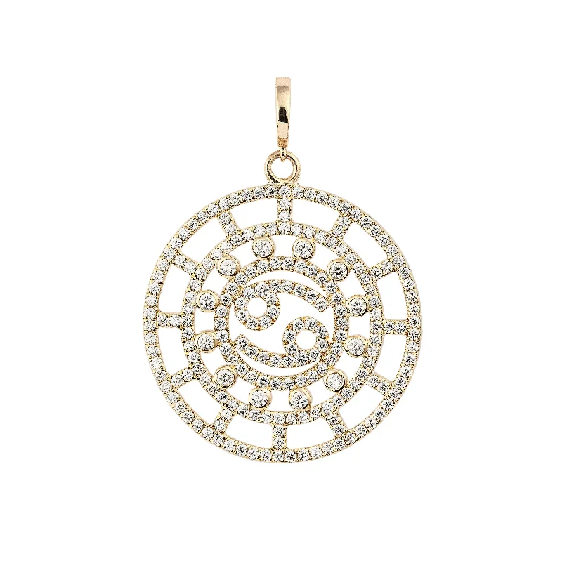 Classic pearl necklaces for women -Zodiac Pavé Cancer 18K Gold or Whitegold Pendant w. Diamonds