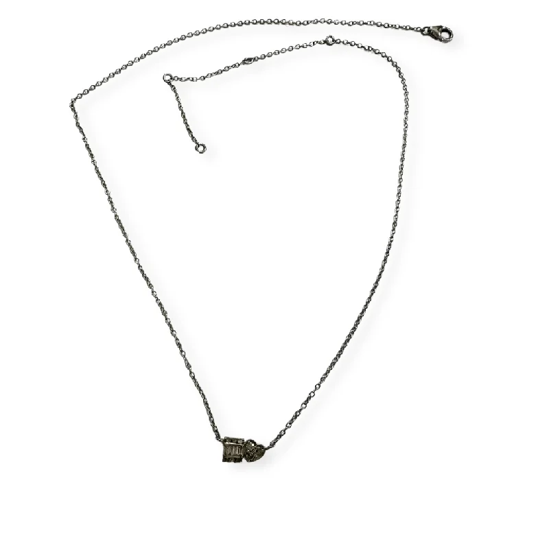 Dainty layered necklaces for women -Silver Double Diamond Layering Necklace