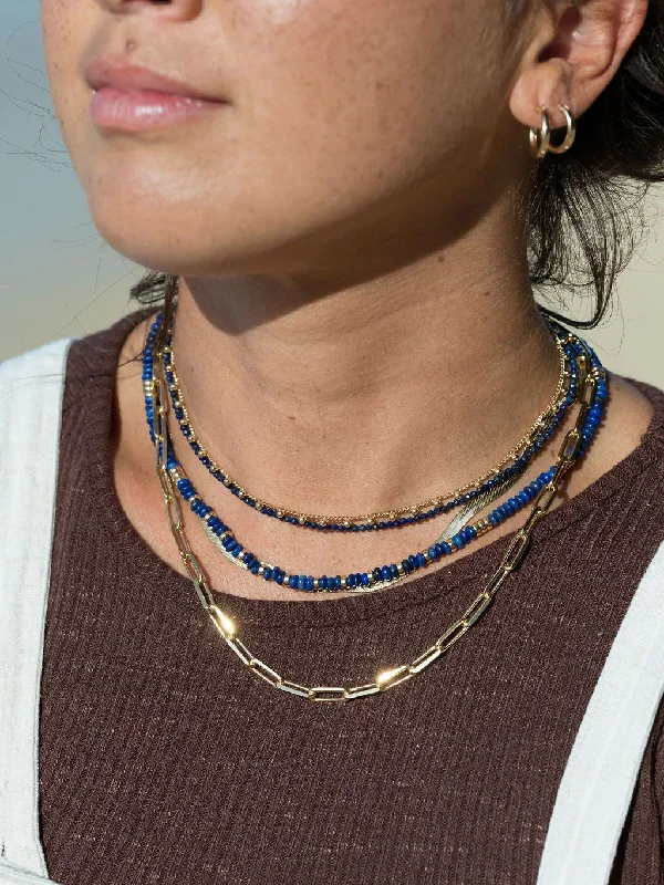 Ladies turquoise necklaces -Tiny Lapis Lazuli Choker Necklace - Kalilinoe