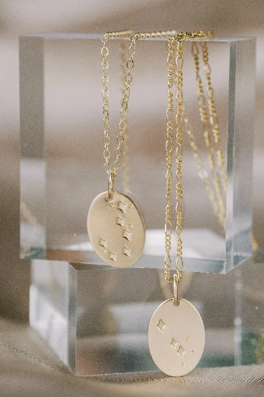 Minimalist pendant necklaces for ladies -written in the stars necklace { silver + gold }