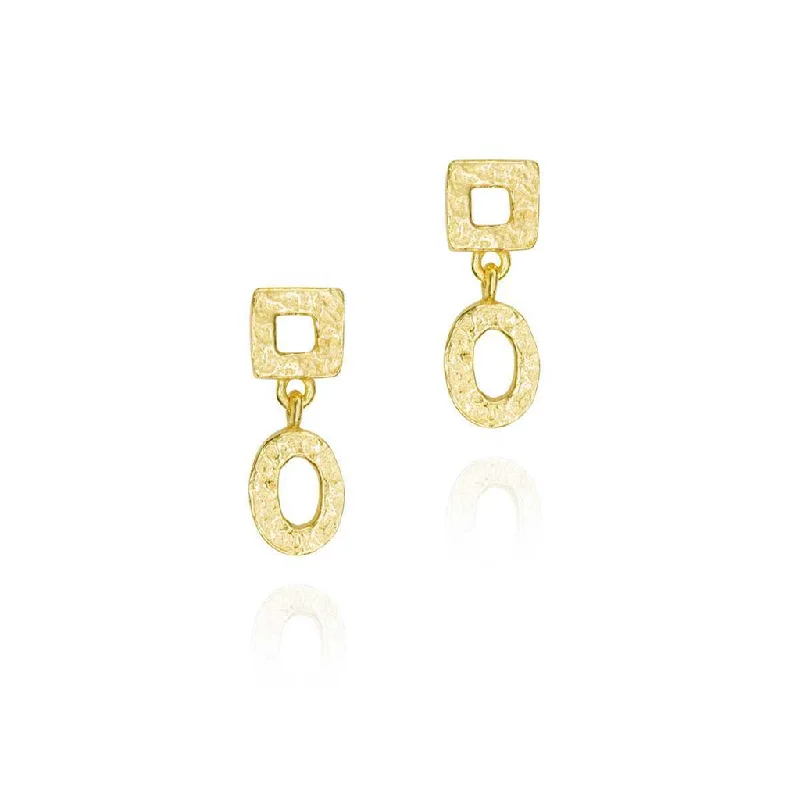 Ladies classic pearl drop earrings -18K Yellow Gold Vermeil Geometric Dangle Earrings