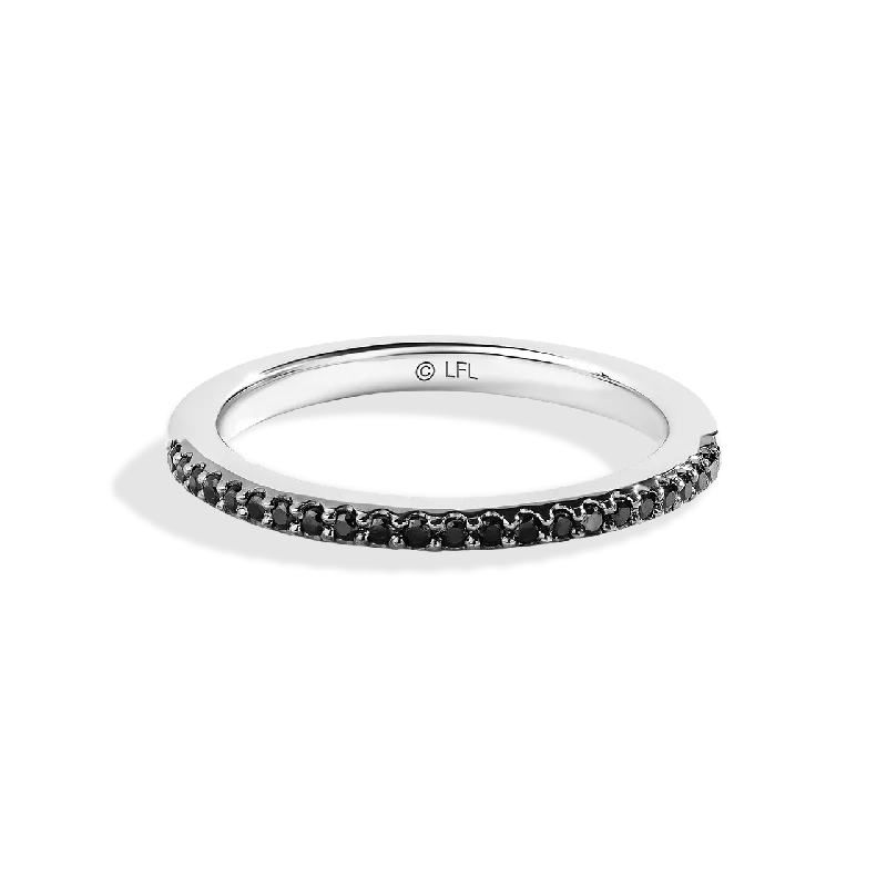 Ladies handmade ring -GUARDIANS OF LIGHT 1/5 CT.TW Black Diamond Wedding Band, 14K White  Gold