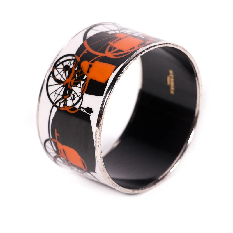 Vintage-inspired crystal bracelets for women -Hermes Extra Wide Printed Enamel Bracelet