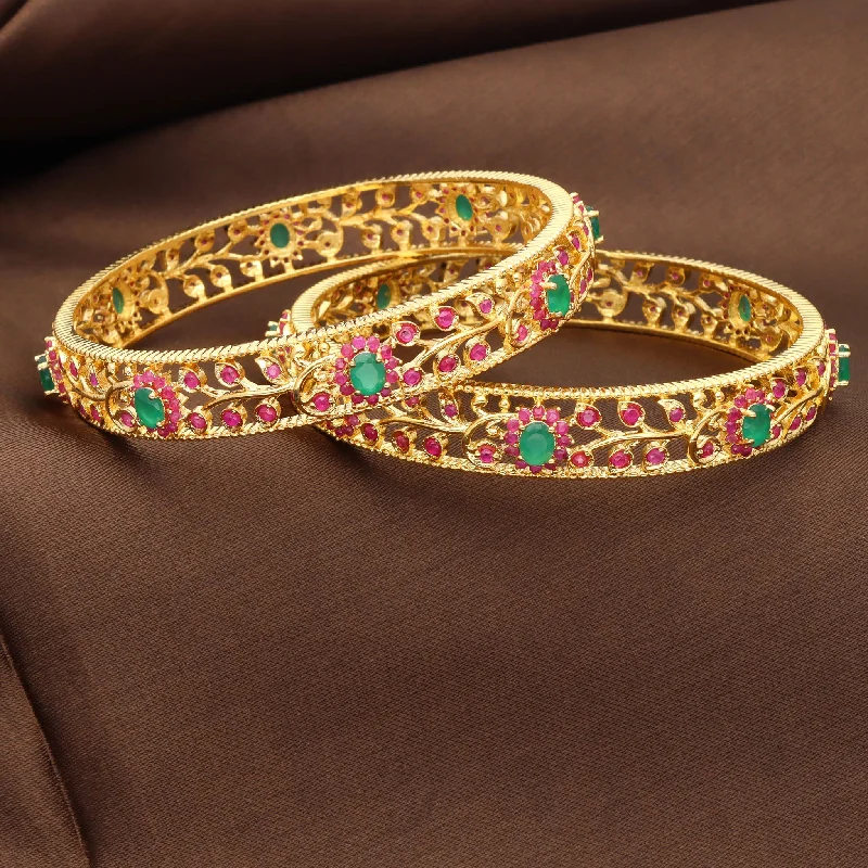 Classic silver bangle bracelets for ladies -Designer Zirconia Bangles ZBGL10179