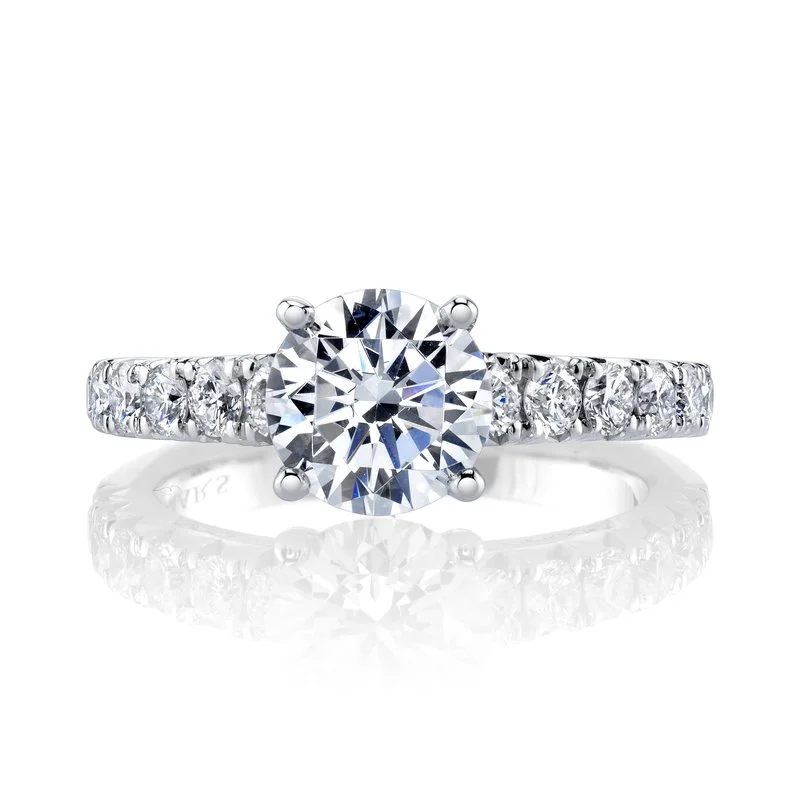 Trendy statement ring for women -Solitaire Ring Setting With Diamond Band and Bridge