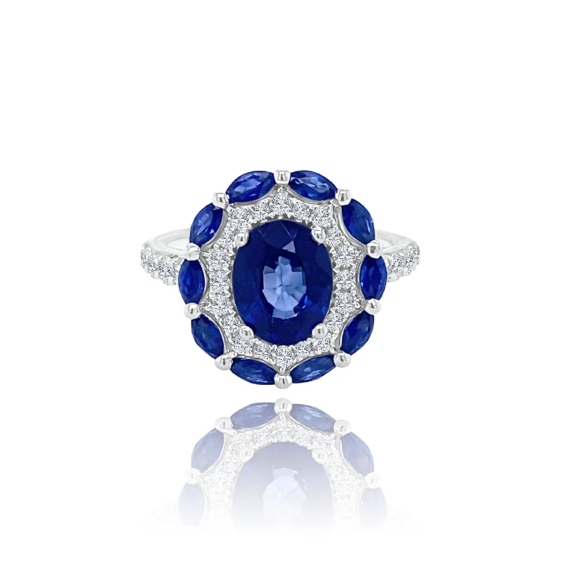 Ladies floral ring -Sapphires & Diamonds "Eliza" Ring