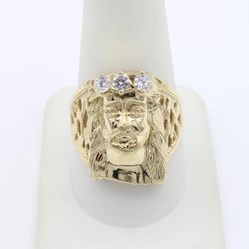 Ladies emerald cut ring -*NEW* 14k Jesus Face Men's Ring (M) JTJ™