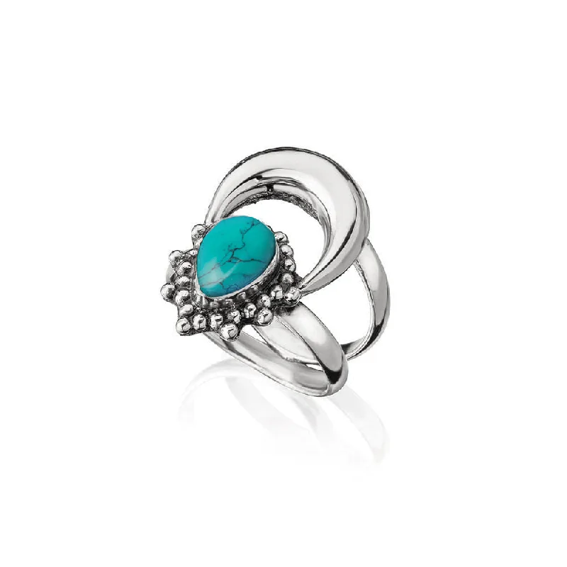 Classic halo ring for women -Rising Turquoise Silver Ring