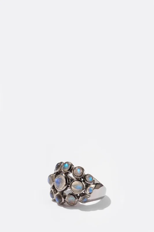 Elegant birthstone ring for women -Dot Dome Ring - Labradorite