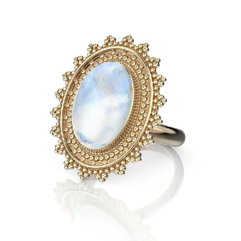 Ladies asymmetrical ring -Lunar Sunbeam Ring