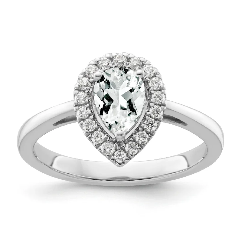 Statement gemstone ring for women -White Sapphire Diamond Halo Ring