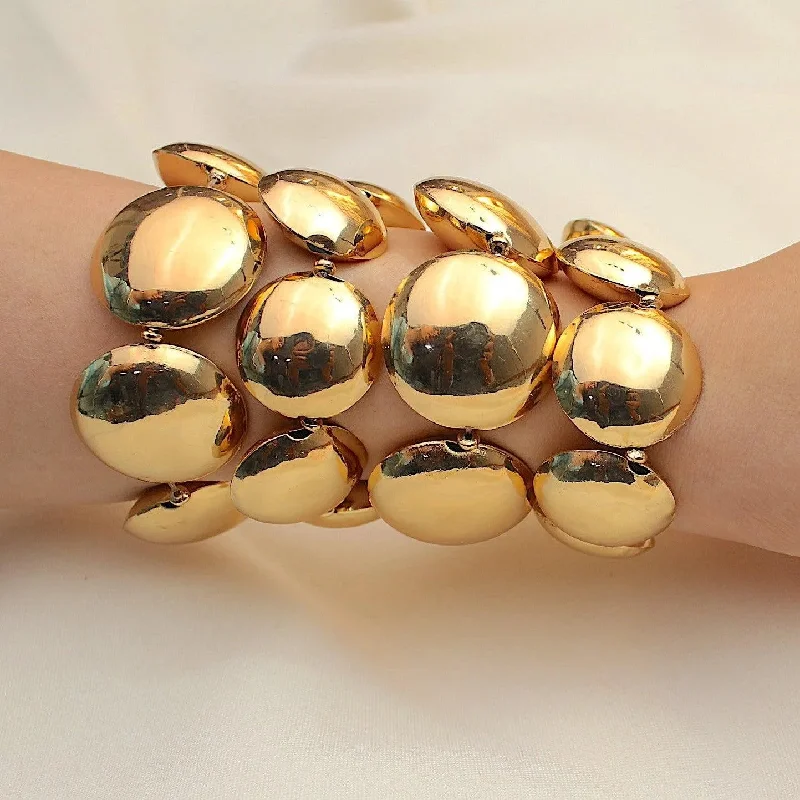 Ladies boho-inspired leather bracelets -TFC Gold Disco Beads Chunky Stacked Bracelet (Set of 4)