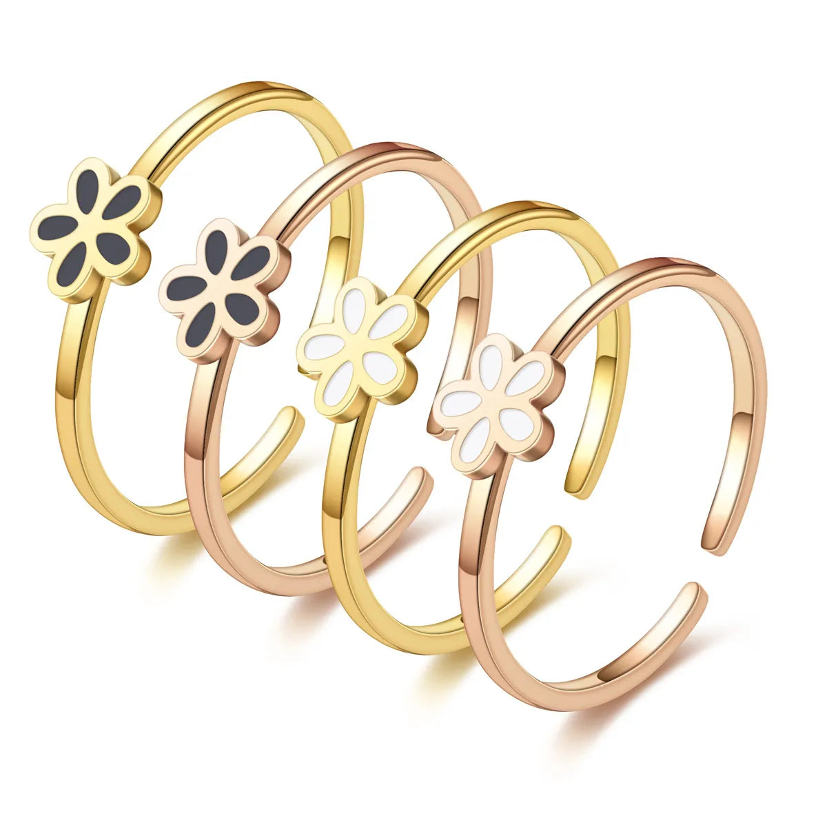 Classic silver ring for women -Fashion New Small Daisy Flower Titanium Steel Ring