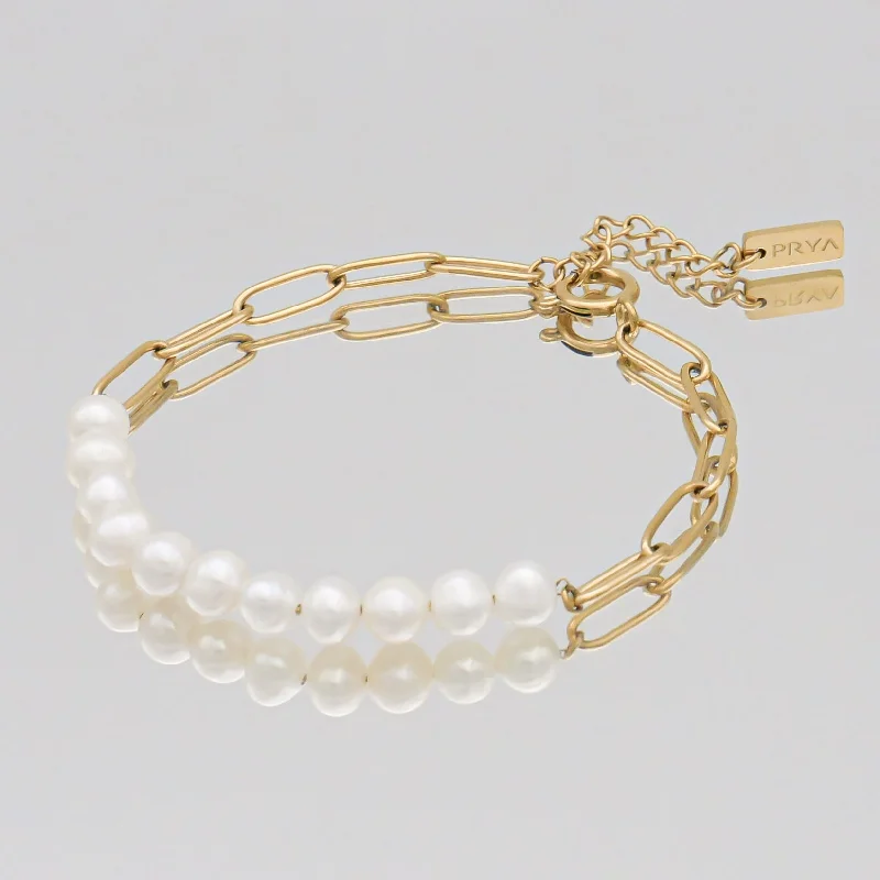 Ladies retro floral bracelets -Nyla Pearl Bracelet