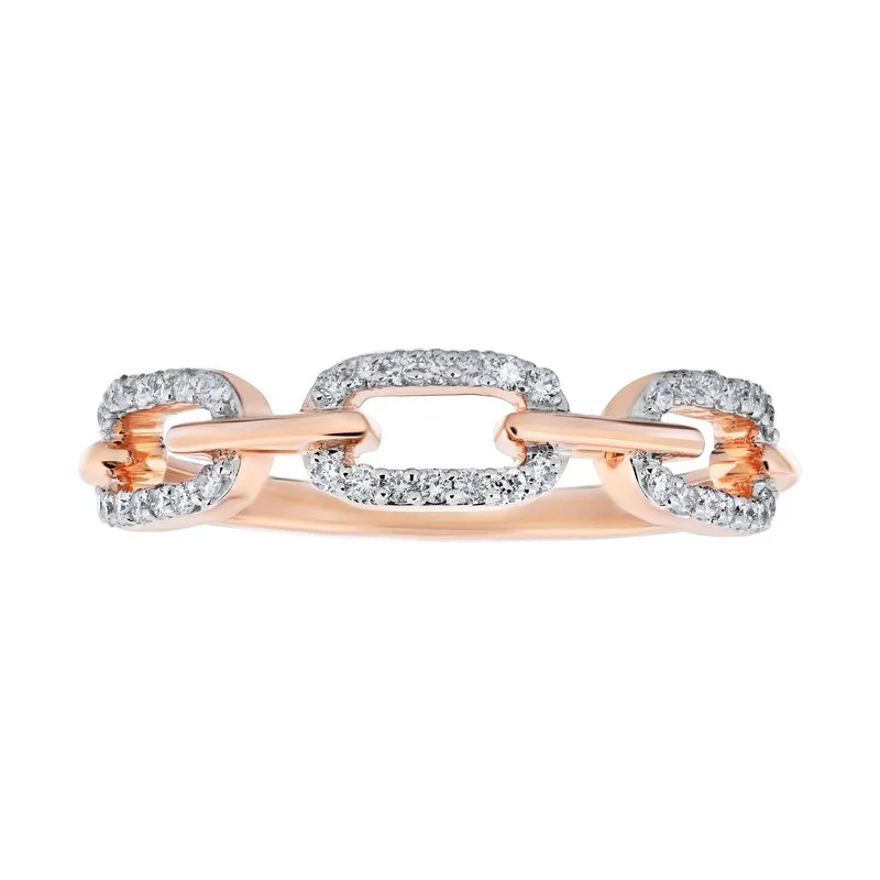 Ladies delicate gemstone ring -14k Rose Gold Diamond Paperclip Link Ring