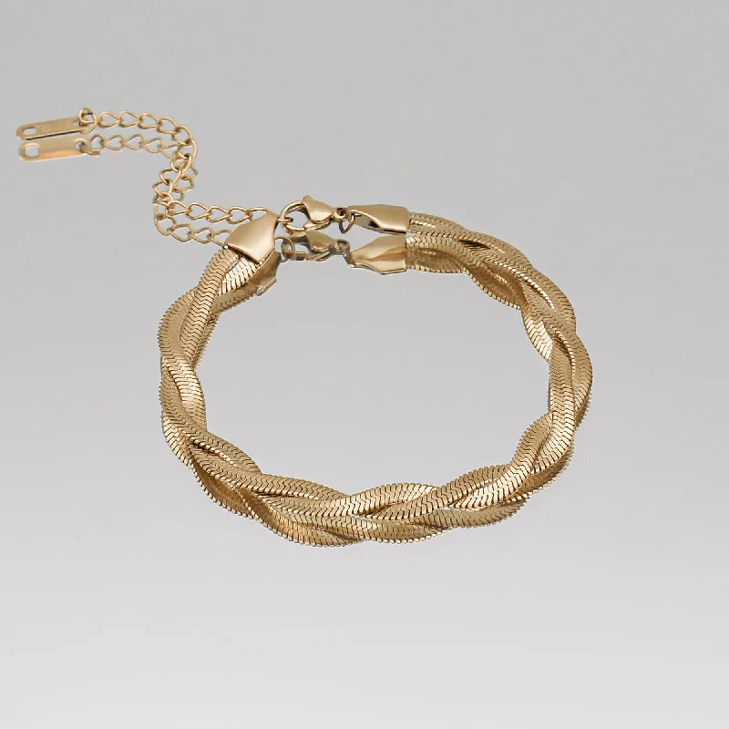 Ladies lightweight tennis bracelets -Double Herringbone Bracelet