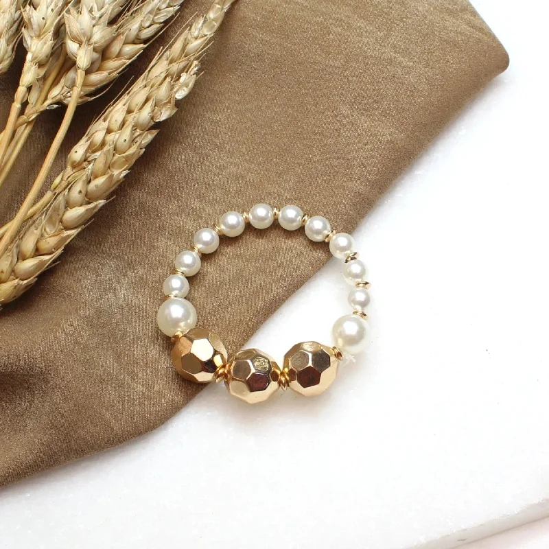 Elegant pearl charm bracelets for ladies -TFC Pearly Goldy Gold Plated Adjustable Bracelet