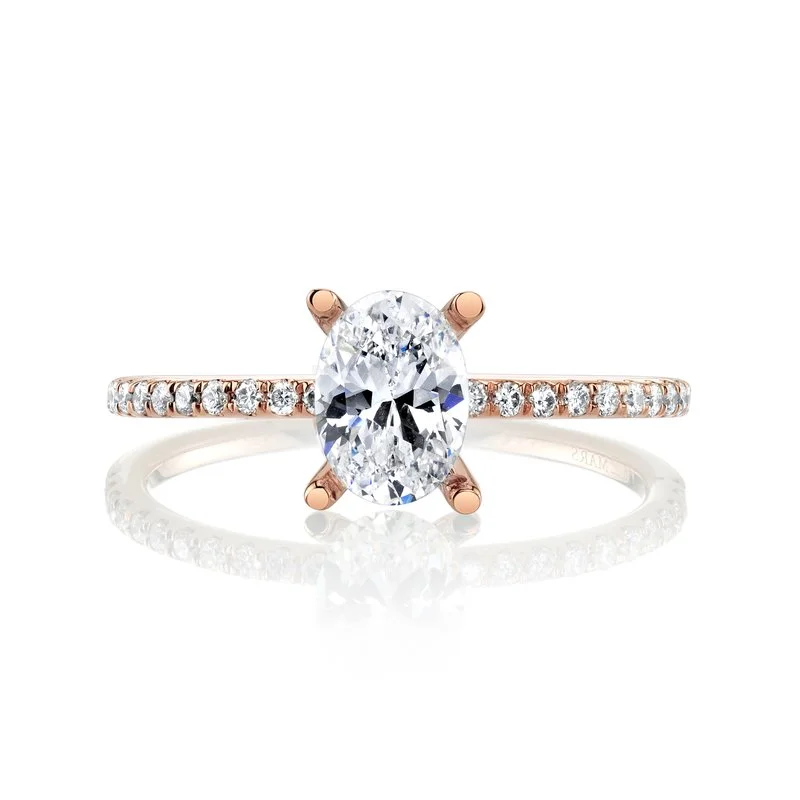 Vintage-inspired ladies ring -Solitaire Ring Setting with Diamond Band