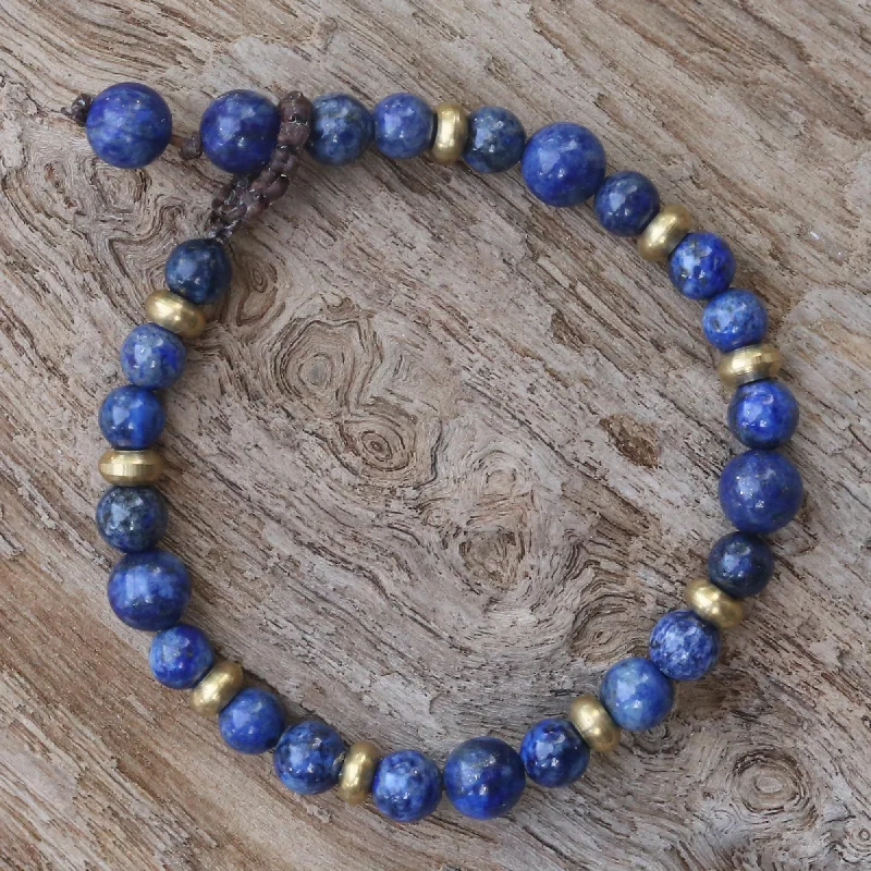 Trendy gold chain bracelets for women -Beautiful Thai in Blue Beaded Bracelet