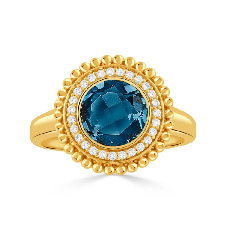 Ladies diamond ring -Doves by Doron Paloma Justinian Collection Blue Topaz Ring