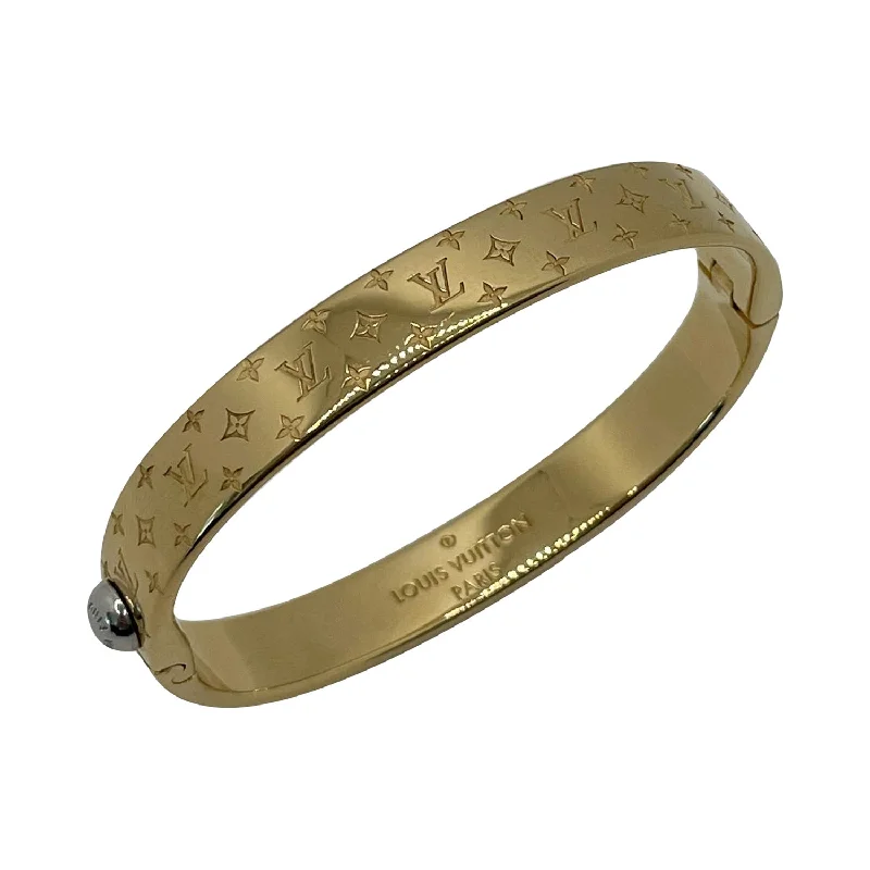 Simple gold cuff bracelets for women -Louis Vuitton Monogram Bangle