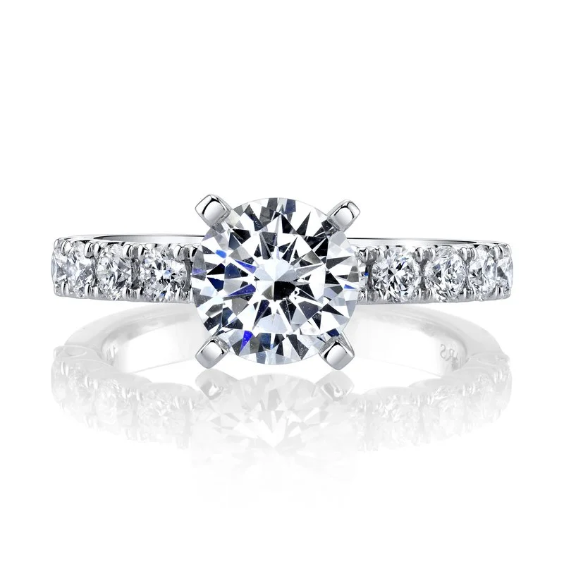 Ladies floral ring -Solitaire Ring Setting with Diamond Band