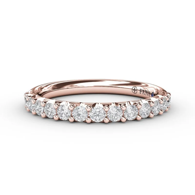 Boho style ring for ladies -Diamond Wedding Band in 14K Rose Gold