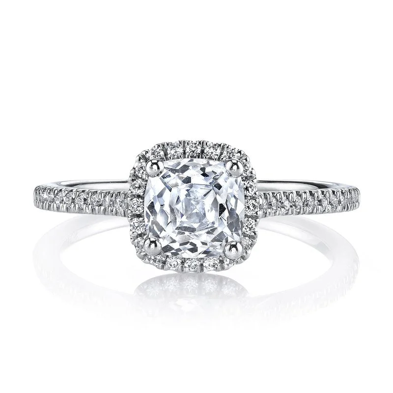 Ladies bold statement ring -Solitaire Ring Setting With Diamond Halo, Diamond Band and Diamond Under Gallery