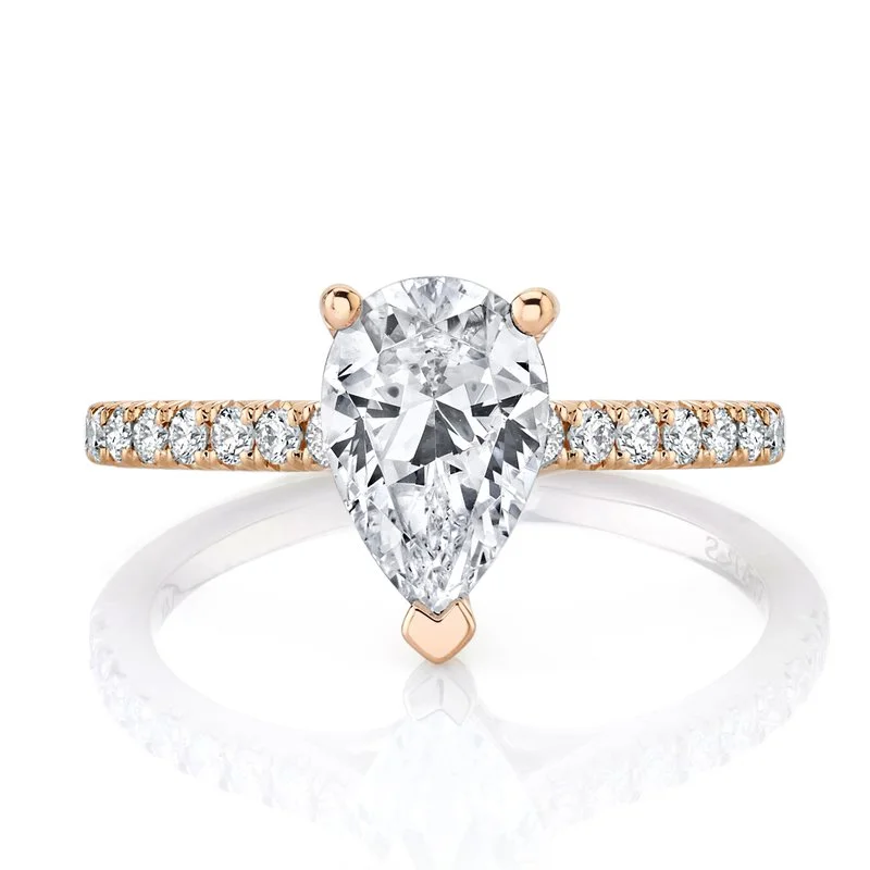 Ladies delicate gemstone ring -Solitaire Ring Setting With Diamond Band