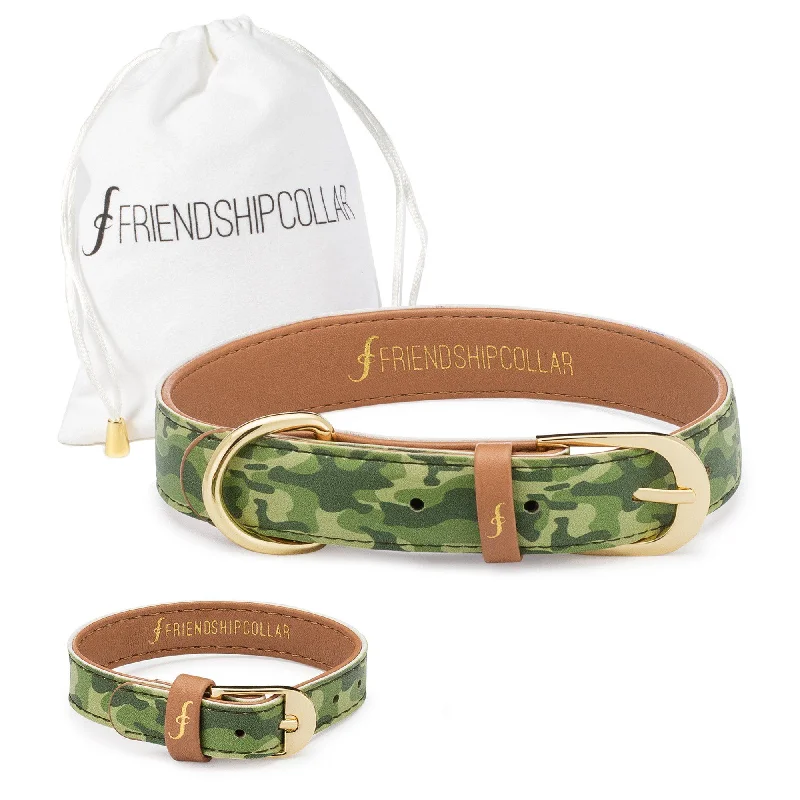 Modern rose gold bangle bracelets for women -Camo Dog Friendship Collar & Bracelet Set