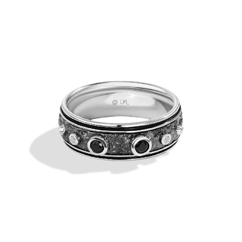 Classic halo ring for women -TUSKEN RAIDER™ MEN'S RING Diamond Accent, Black Spinel, Sterling Silver with Black Rhodium