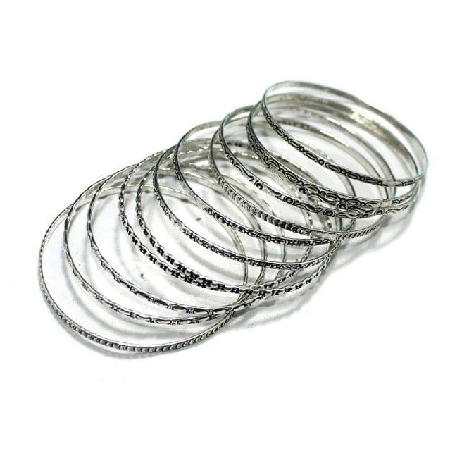 Delicate silver chain bracelets for women -12 Pcs Bangle Base Silver 2x4