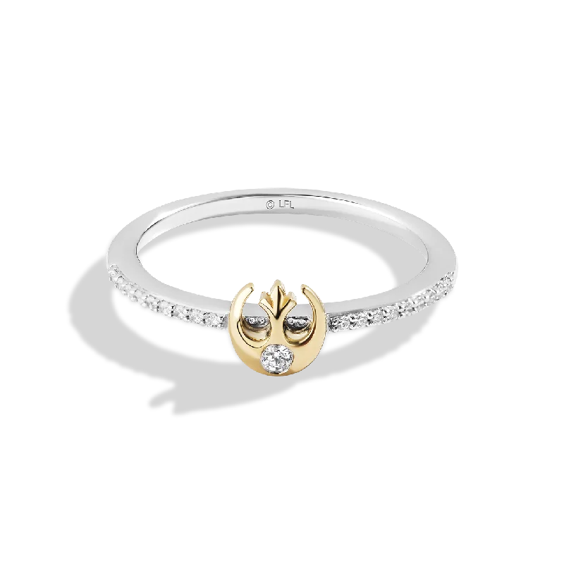 Ladies platinum ring -THE REBEL WOMEN'S RING 1/10 CT.TW. Diamond, Sterling Silver and 10K Yellow Gold