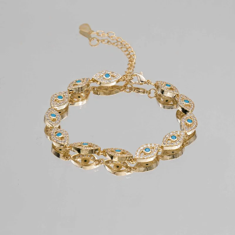 Ladies bold diamond bangle bracelets -Malika Eye Bracelet | Gold