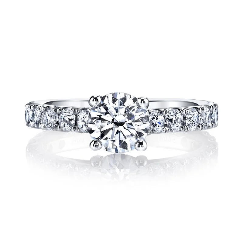 Ladies geometric ring -Solitaire Ring Setting With Diamond Band