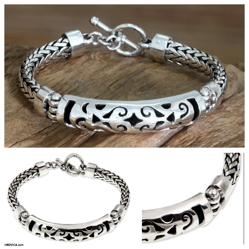 Vintage-inspired crystal bracelets for women -Blessing Sterling Silver Bracelet