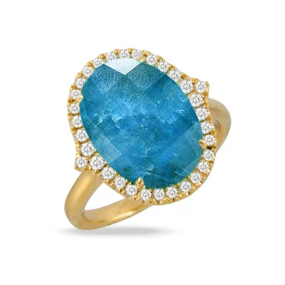 Minimalist gold band ring for ladies -Doves by Doron Paloma Laguna Collection Apatite Ring