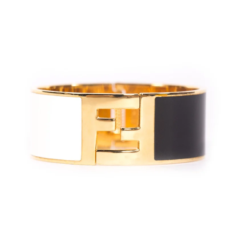 Ladies bold silver cuff bracelets -Fendi Enamel Fendista Bracelet