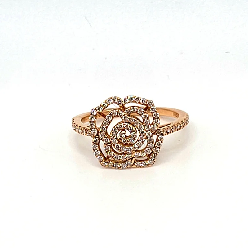 Ladies bold diamond ring -18k Rose Gold Diamond Rose Ring