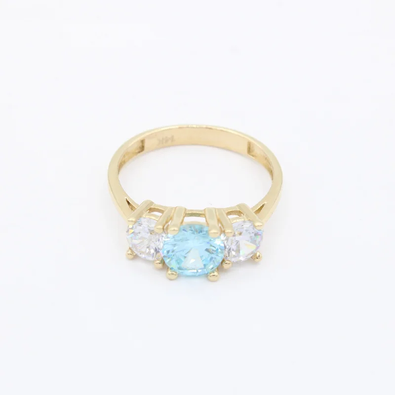 Delicate diamond ring for ladies -*NEW* 14K Women's CZ Light Blue Stone Ring JTJ™