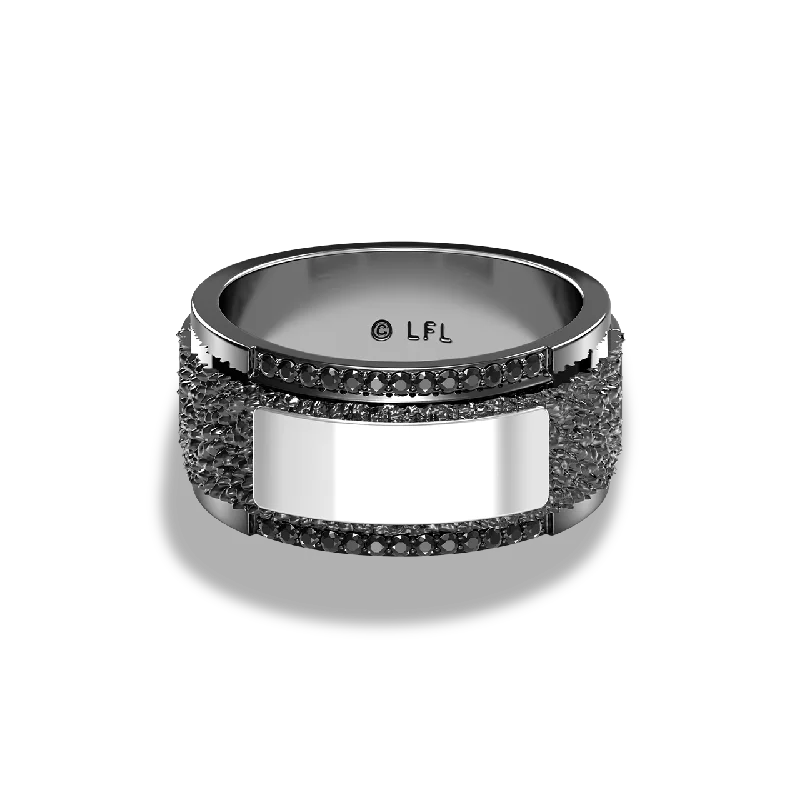 Elegant eternity ring for ladies -IN CARBONITE MEN'S RING 1/5 CT.TW Black Diamond, Sterling Silver with Black Rhodium