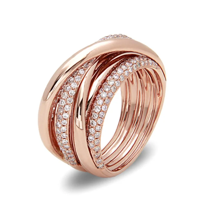 Ladies three-stone ring -14 Karat Rose Gold Diamond Ring