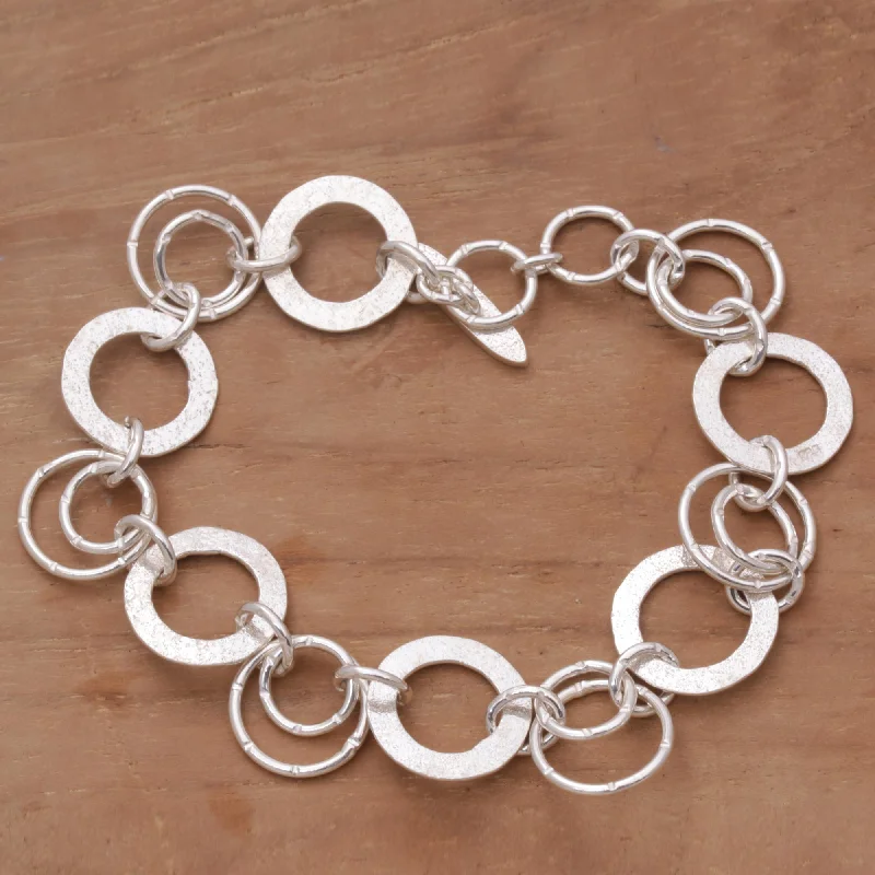 Ladies lightweight bangle bracelets -Circle of Hope Handmade Sterling Silver Link Bracelet from Indonesia