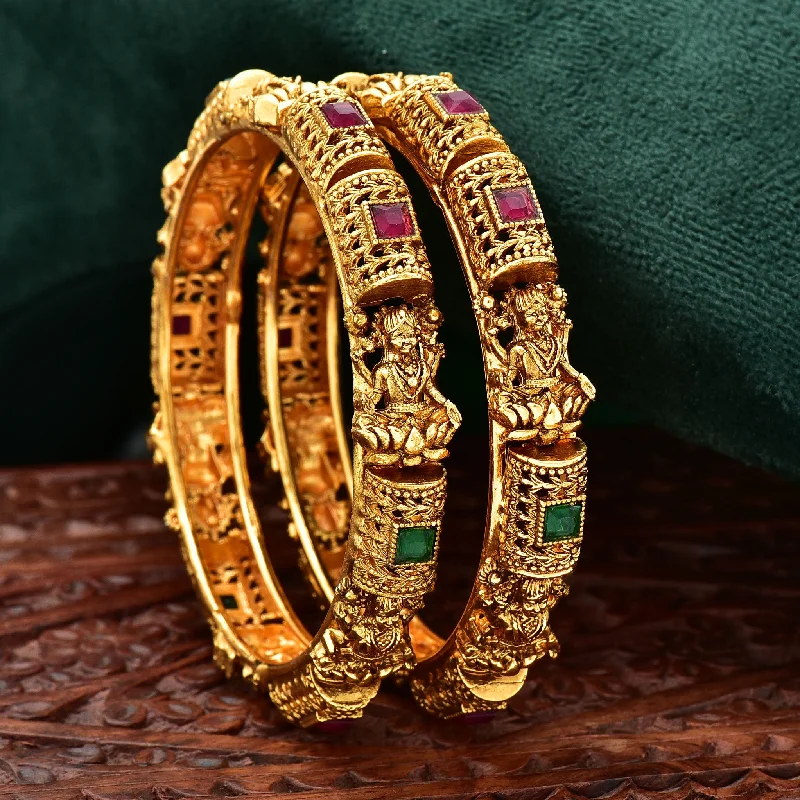 Ladies trendy beaded bangle bracelets -Designer Matt Kempu Lakshmi Devi Bangles ZBGL10808