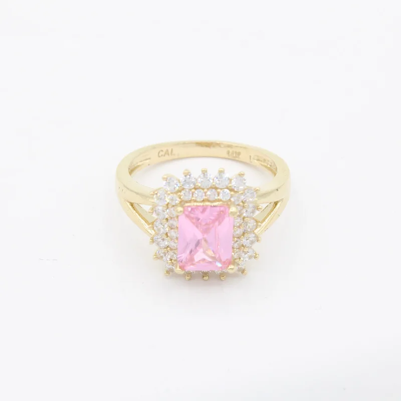 Affordable ladies ring -*NEW* 14K Women's CZ Big Square Pink Ring JTJ™